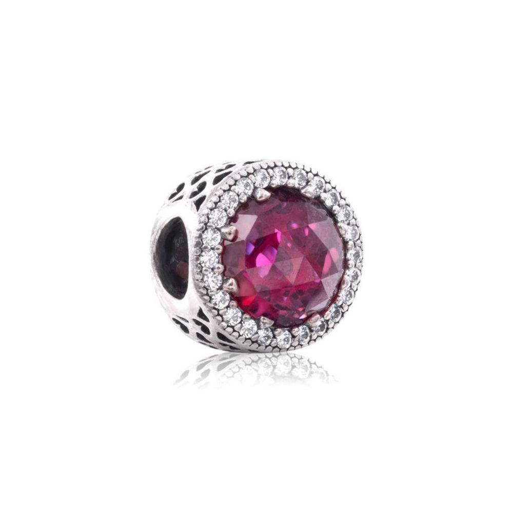 Elegant Silver and Red Gemstone Charm